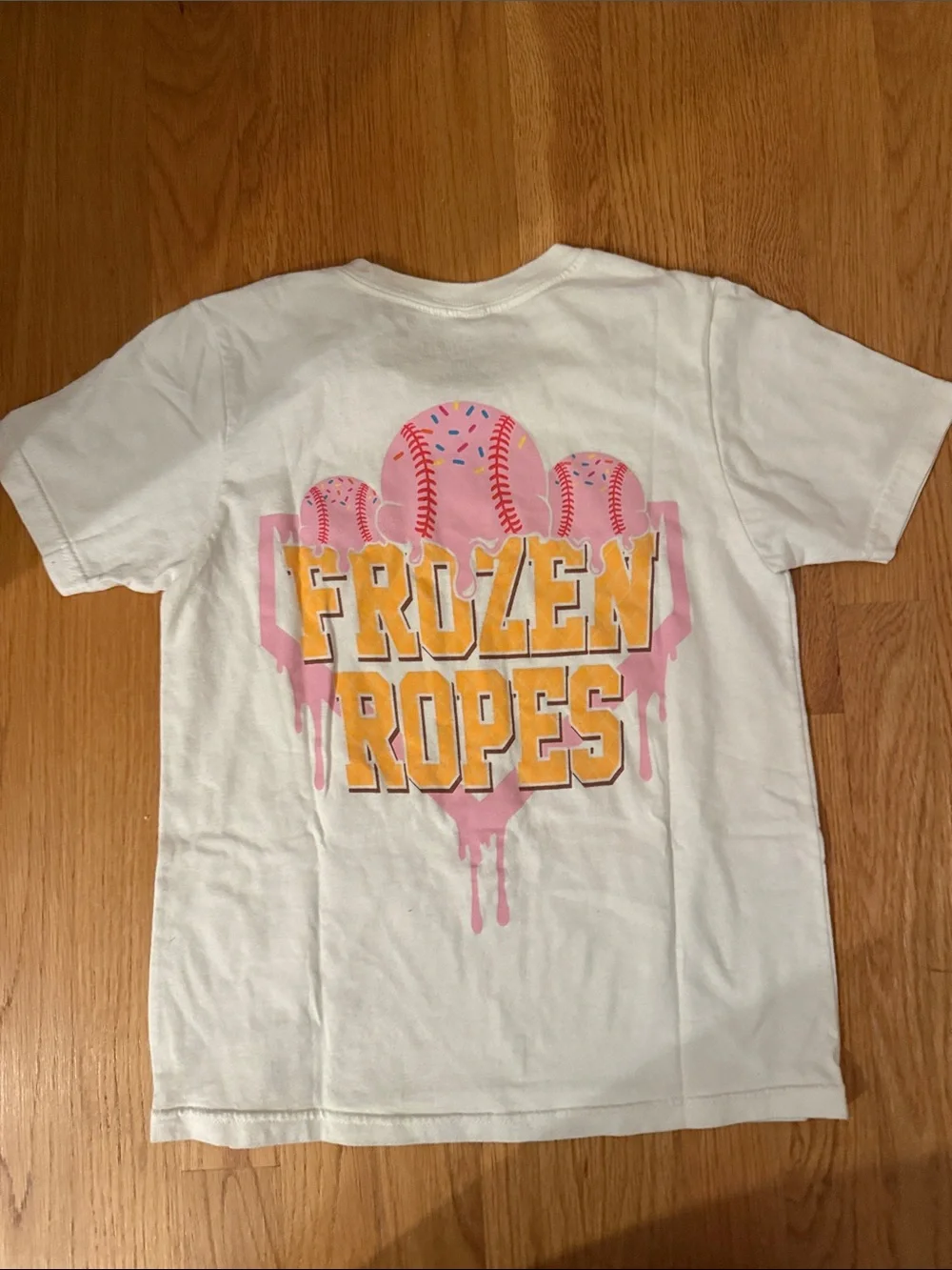 White Kids' Short-Sleeve Tee with Pink & Yellow Drip Crest